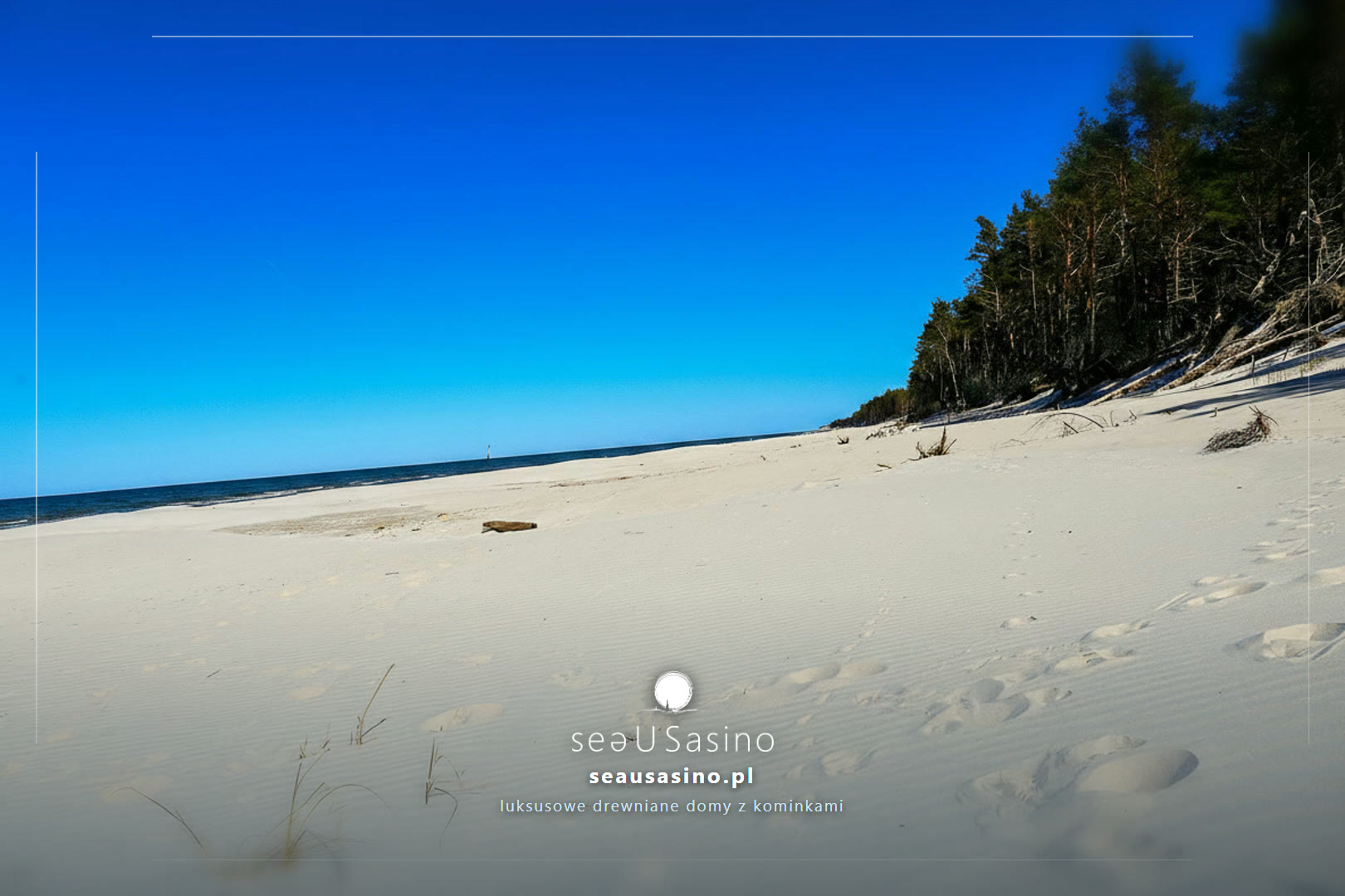 Pusta plaza z kawalkiem drewna i falami w tle — Sasino, SeaUSasino